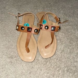 leather sandals with beads